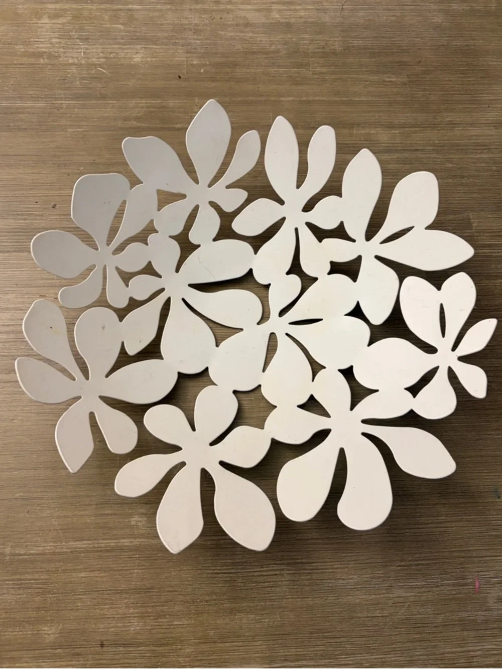 IKEA vintage white floral metal bowl by Monica Mulder